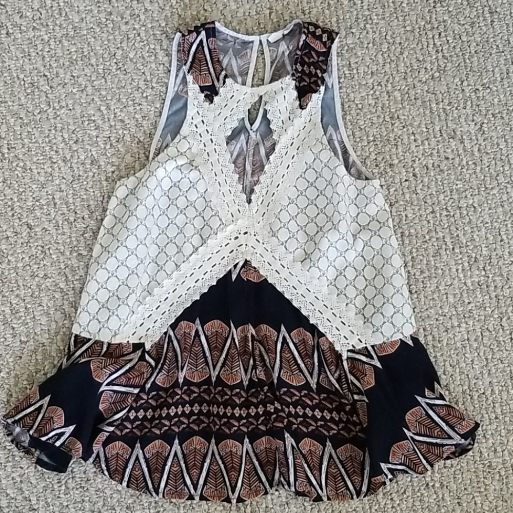 Tribal Print and Crochet top